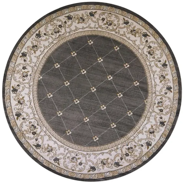 8' Round Polypropylene Area Rug - Gray Or Ivory