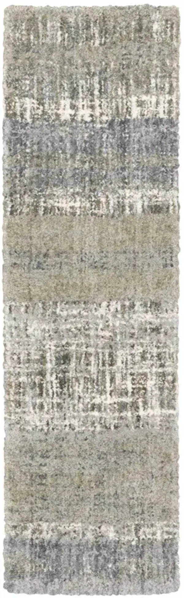 2' x 8' Abstract Lines Runner Rug - Gray And Ivory