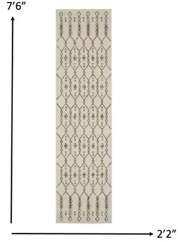 7.5' x 2.2' Geometric Power Loom Runner Rug - Gray