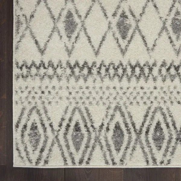 8' Geometric Berber Power Loom Runner Rug - Gray