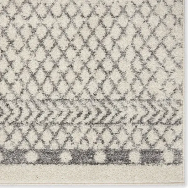 6' Geometric Power Loom Runner Rug - Gray