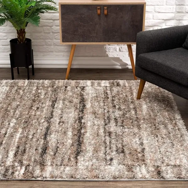 8' x 11' Retro Mod Area Rug - Ivory And Brown