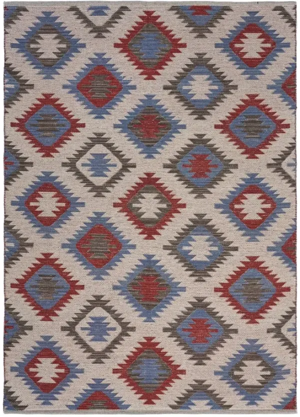 5' x 7' Geometric Diamonds Area Rug - Red And Blue