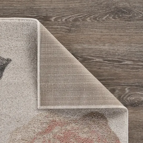 5' x 7' Area Rug - Ivory Blooming Rose