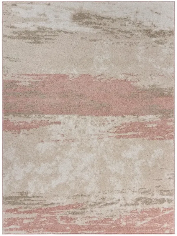 5' x 7' Abstract Area Rug - Ivory Beige And Blush