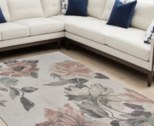 8' x 10' Area Rug - Pink And Ivory