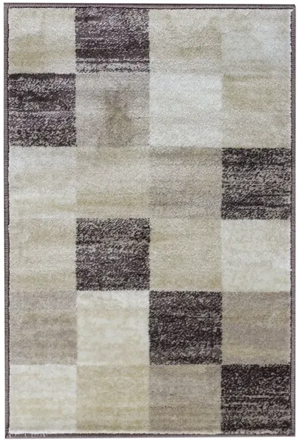 2' x 3' Geometric Power Loom Stain Resistant Area Rug - Beige