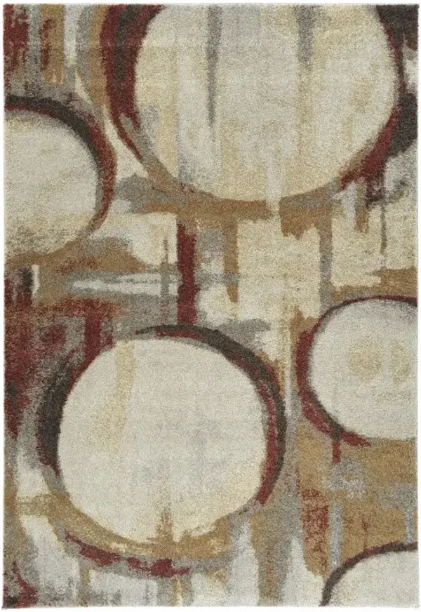 5' x 8' Geometric Area Rug - Brick Ivory And Gold