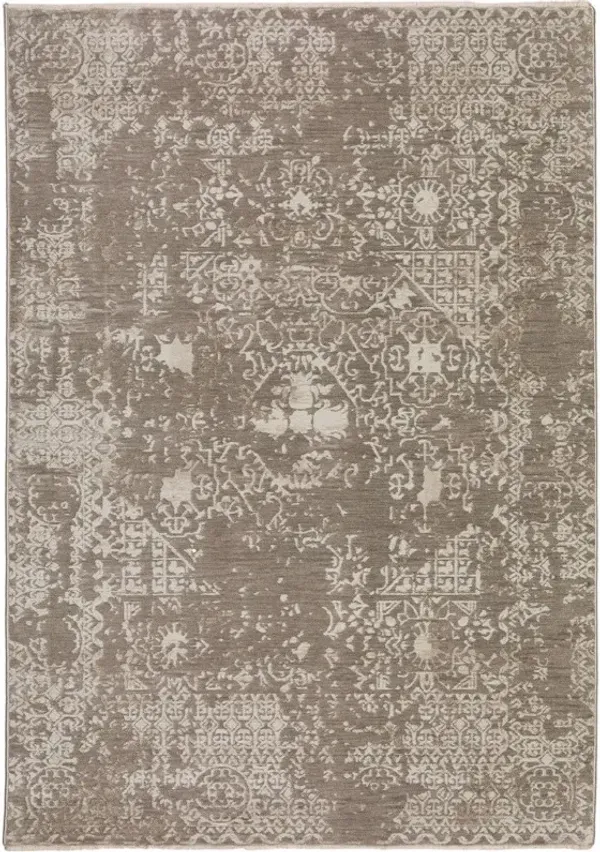 9' x 13' Oriental Area Rug With Fringe - Gray