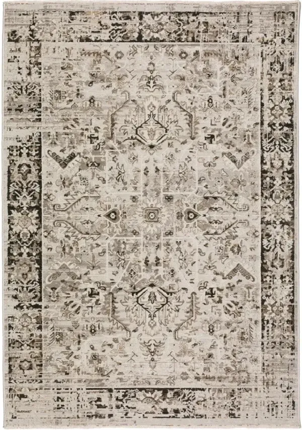 3' x 5' Oriental Area Rug With Fringe - Gray