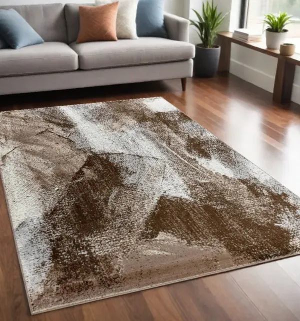 5.3' x 7.6' Abstract Area Rug - Brown
