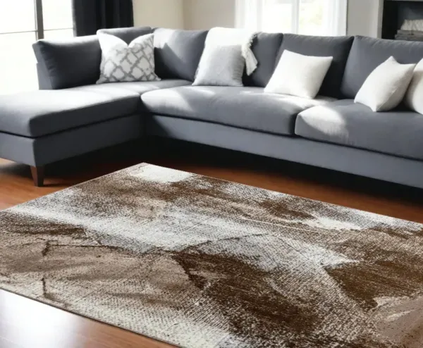 7.8' x 10.8' Abstract Area Rug - Dark Brown