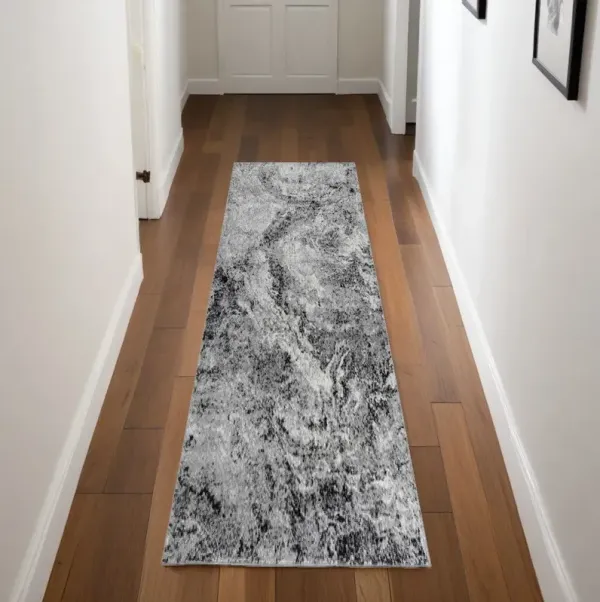 2' x 8' Abstract Area Rug - Gray