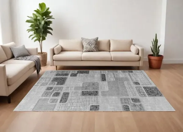 8' x 11' Geometric Area Rug - Gray