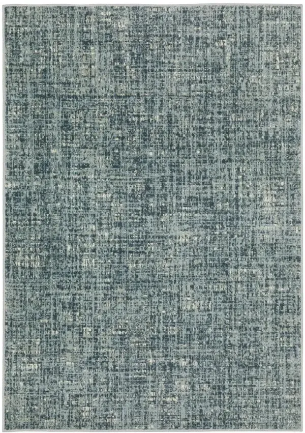 5' x 7' Abstract Power Loom Stain Resistant Area Rug - Dark Blue Light Blue Gray Ivory And Beige