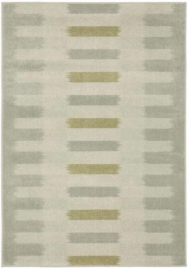 6' x 9' Geometric Power Loom Stain Resistant Area Rug - Beige Gray Gold And Green