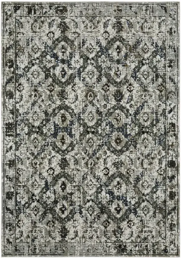 10' x 13' Oriental Power Loom Area Rug - Black And Gray