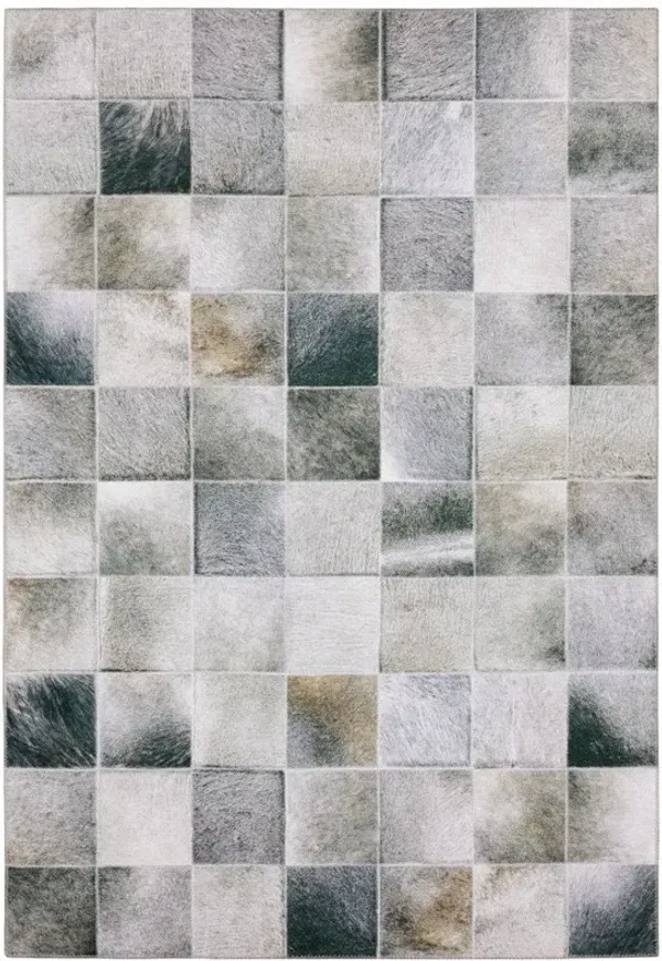 9' x 12' Geometric Power Loom Stain Resistant Area Rug - Gray Charcoal Brown And Beige