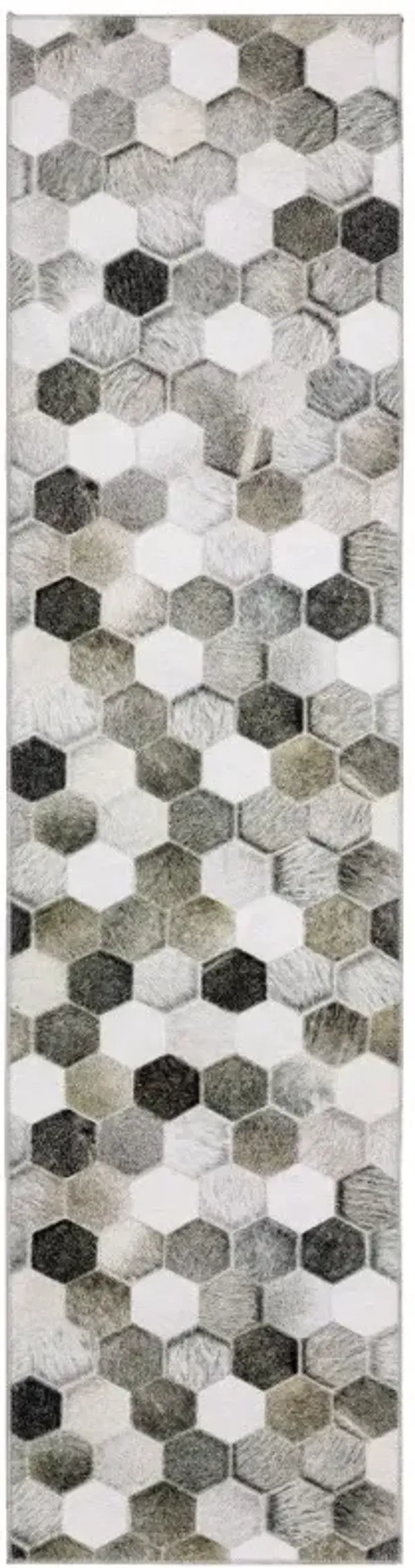 2' x 8' Geometric Power Loom Stain Resistant Runner Rug - Gray Charcoal Brown Tan And Ivory