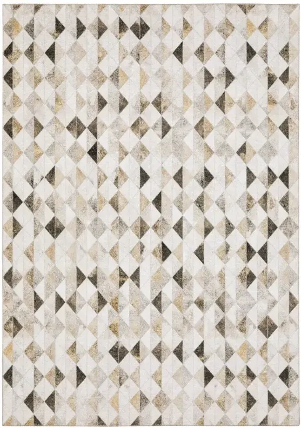 5' x 7' Geometric Power Loom Stain Resistant Area Rug - Beige Brown Gray And Ivory