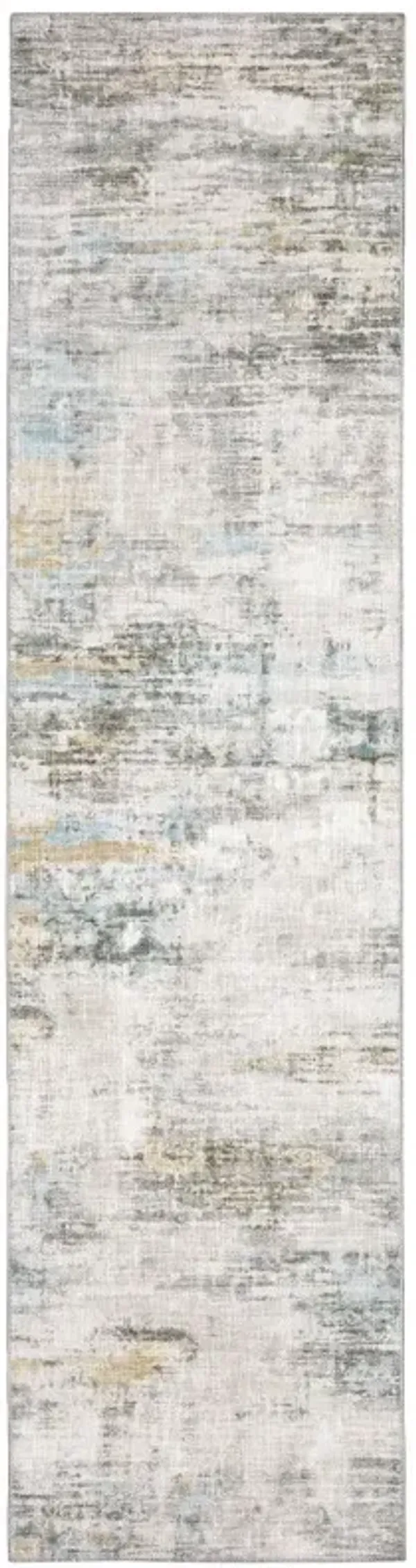 2' x 8' Abstract Power Loom Stain Resistant Runner Rug - Gray And Ivory