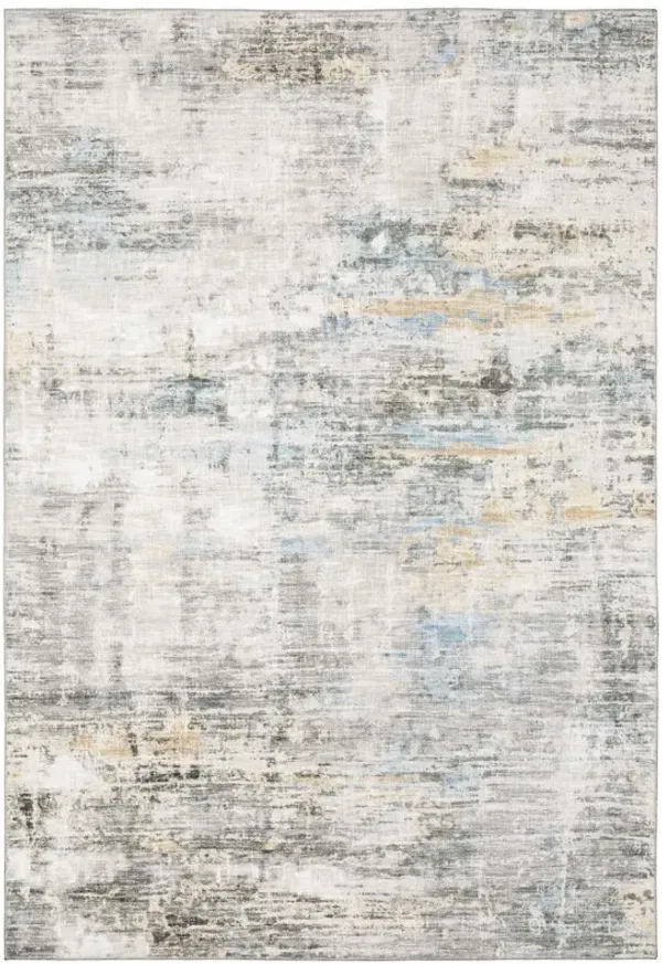 5' x 7' Abstract Power Loom Stain Resistant Area Rug - Gray And Ivory