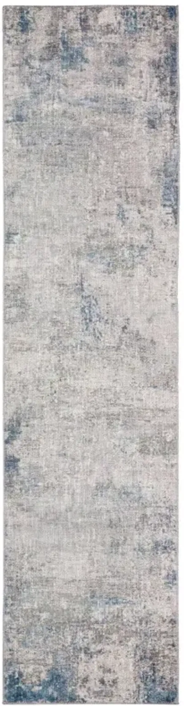 2' x 8' Abstract Power Loom Stain Resistant Runner Rug - Gray And Blue
