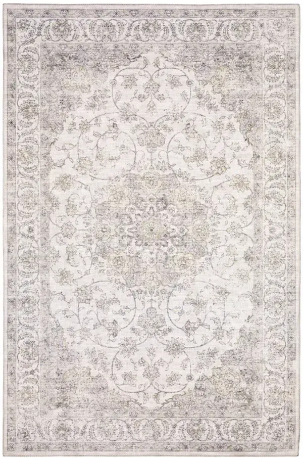 8' x 10' Oriental Power Loom Stain Resistant Area Rug - Beige Gold And Gray