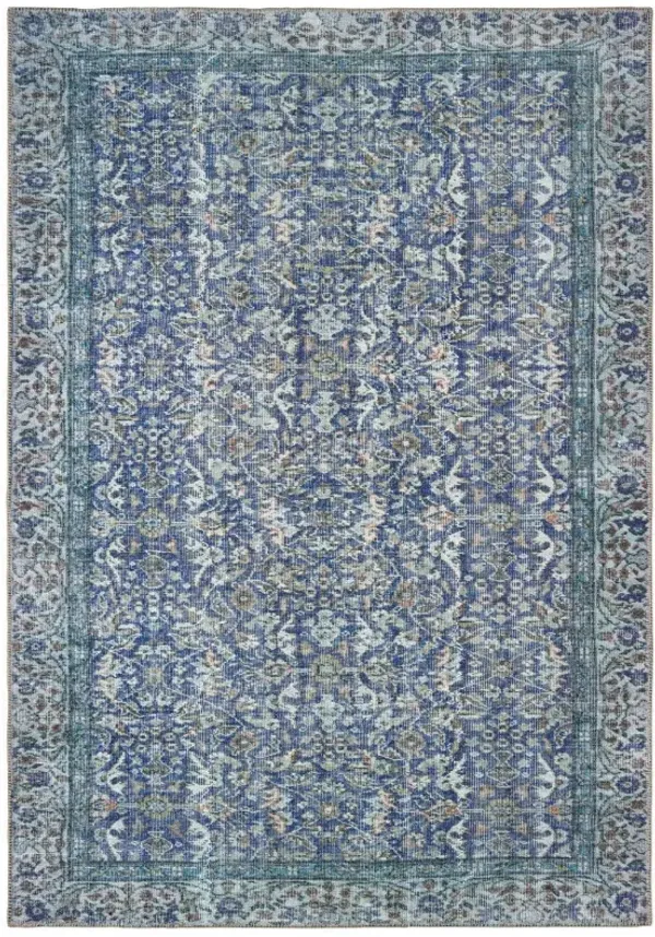 4' x 6' Oriental Power Loom Stain Resistant Area Rug - Blue And Gray