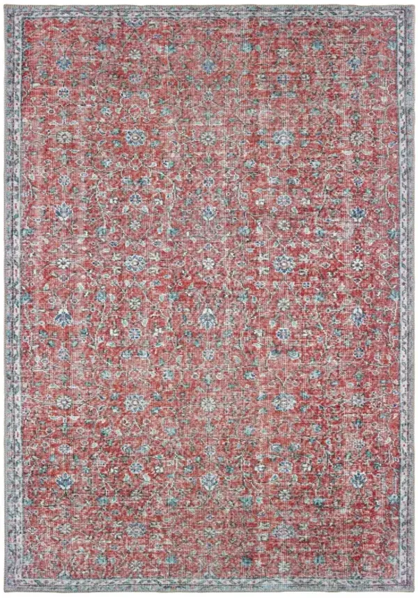 5' x 8' Oriental Power Loom Stain Resistant Area Rug - Red And Blue