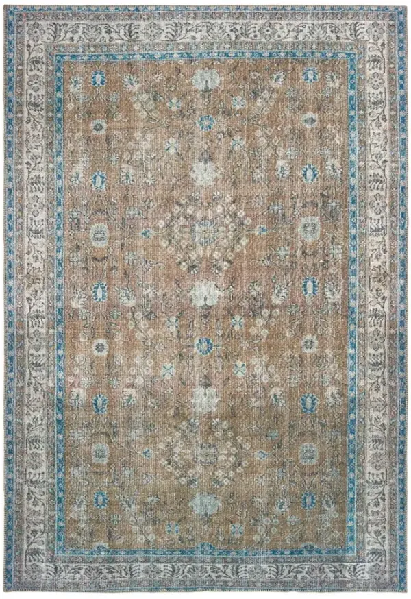 2' x 3' Oriental Power Loom Stain Resistant Area Rug - Gold And Gray