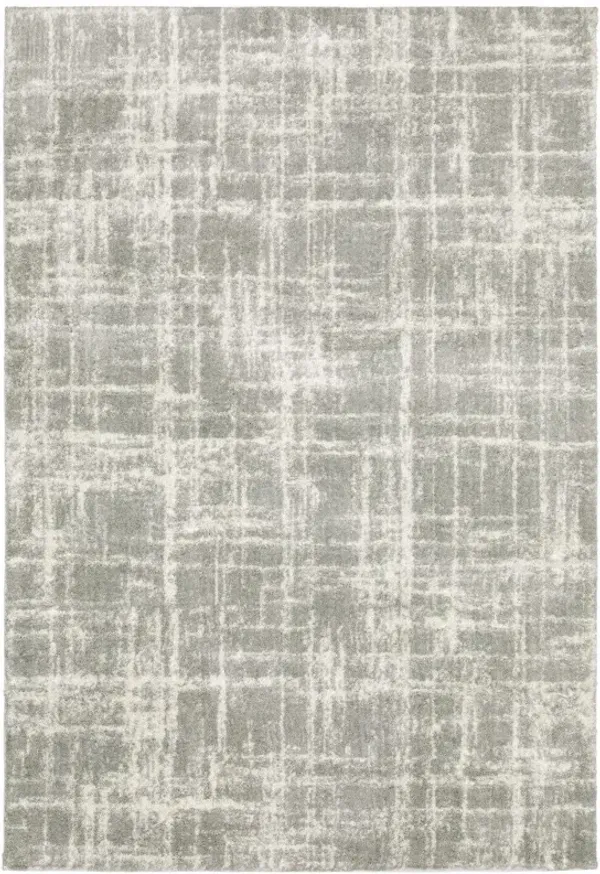 6' x 9' Abstract Shag Power Loom Stain Resistant Area Rug - Gray And Ivory