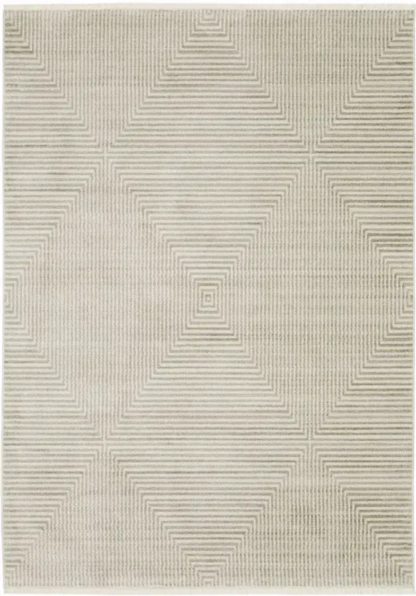 6' x 9' Geometric Power Loom Area Rug - Beige And Ivory