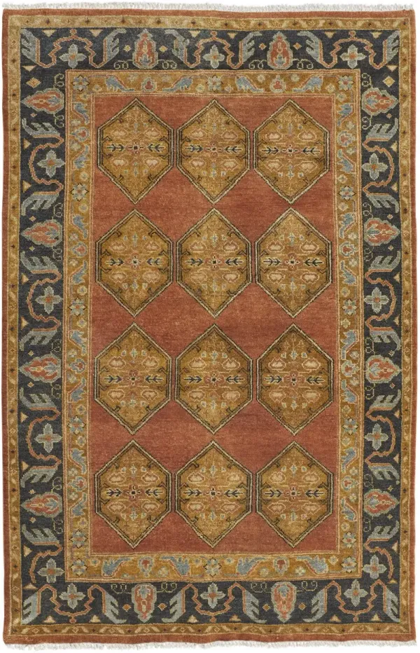 10' x 13' Wool Floral Hand Knotted Stain Resistant Area Rug - Tan Orange And Brown