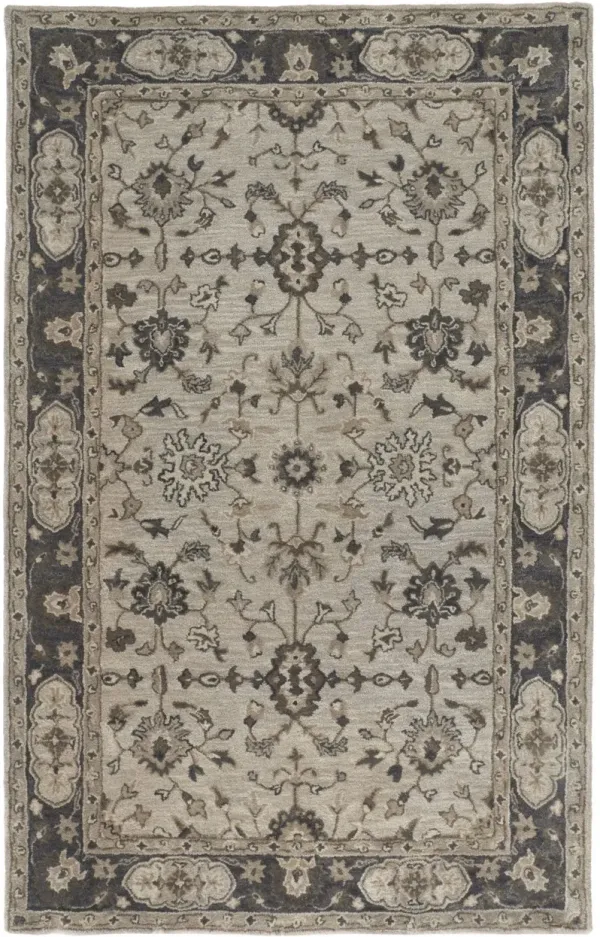 10' x 13' Wool Floral Tufted Handmade Stain Resistant Area Rug - Gray Ivory And Taupe