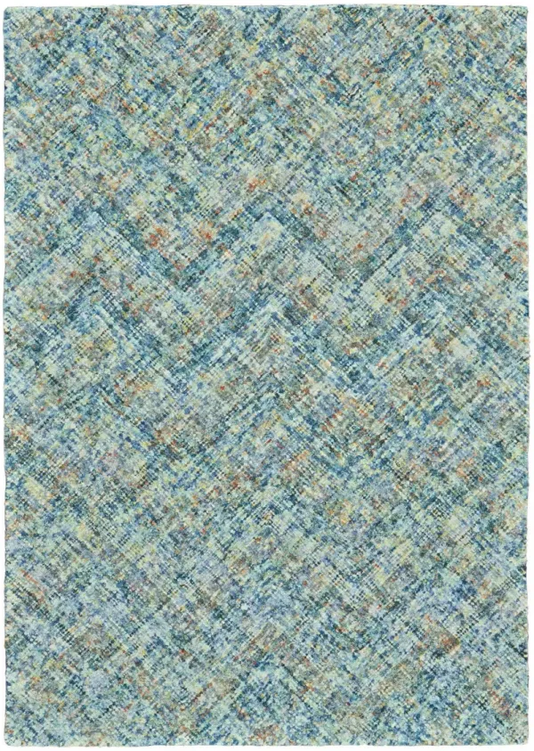2' x 3' Plaid Tufted Handmade Area Rug - Blue Orange And Ivory