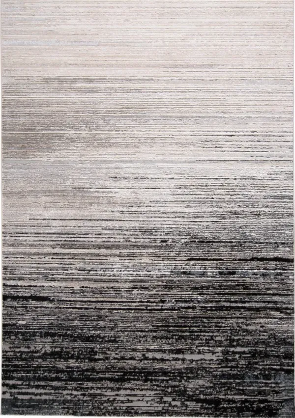 2' x 3' Gray Abstract Stain Resistant Area Rug - Black And Dark