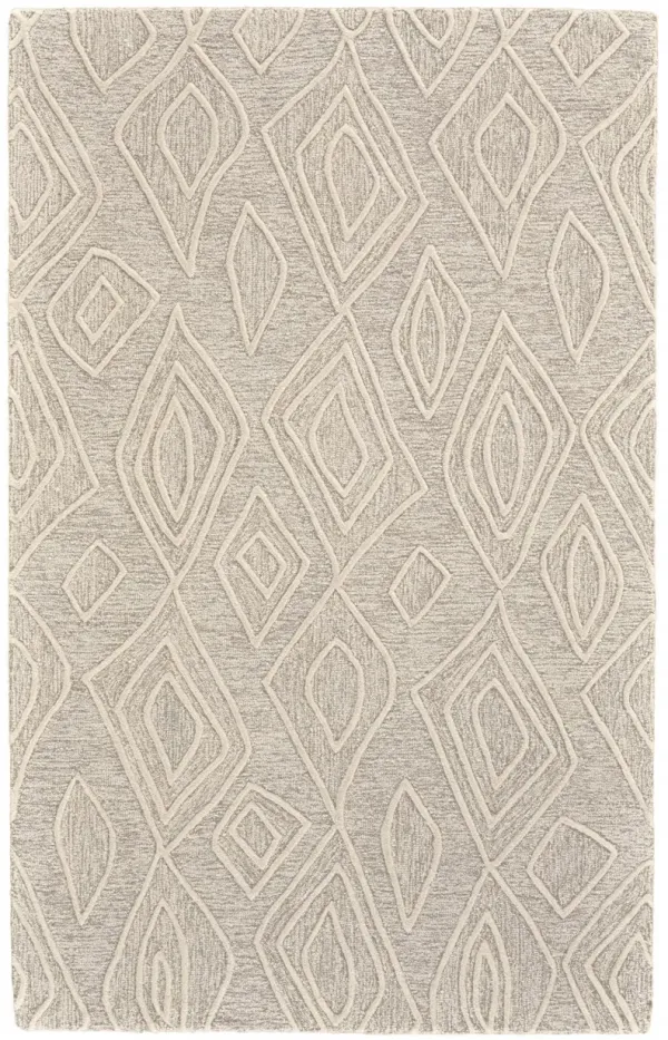 4' x 6' Wool Geometric Tufted Handmade Stain Resistant Area Rug - Tan And Ivory