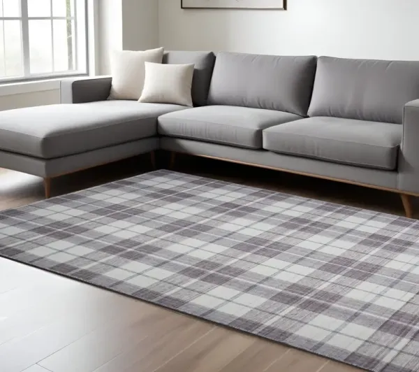 8' x 10' Abstract Hand Woven Stain Resistant Area Rug - Gray Taupe And Ivory
