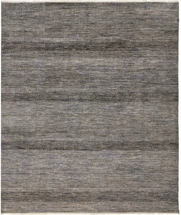 9' x 12' Wool Striped Hand Knotted Area Rug - Gray