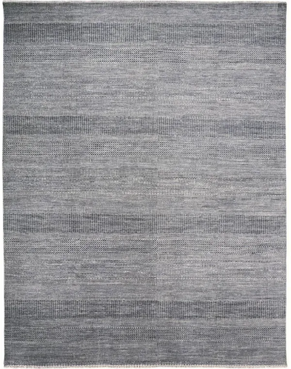 5' x 8' Wool Striped Hand Knotted Area Rug - Silver
