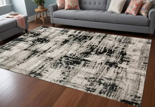 10' x 13' Stain Resistant Area Rug - Black White And Gray