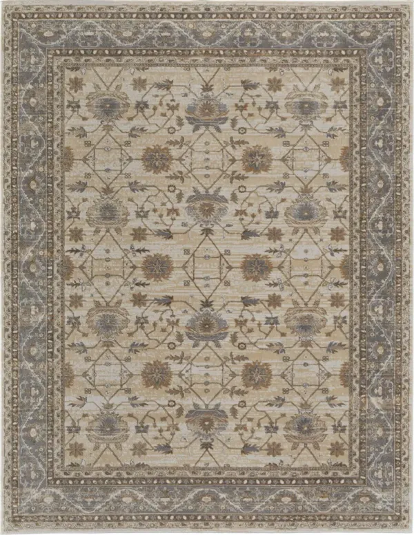 10' x 14' Power Loom Area Rug - Tan Ivory And Gray