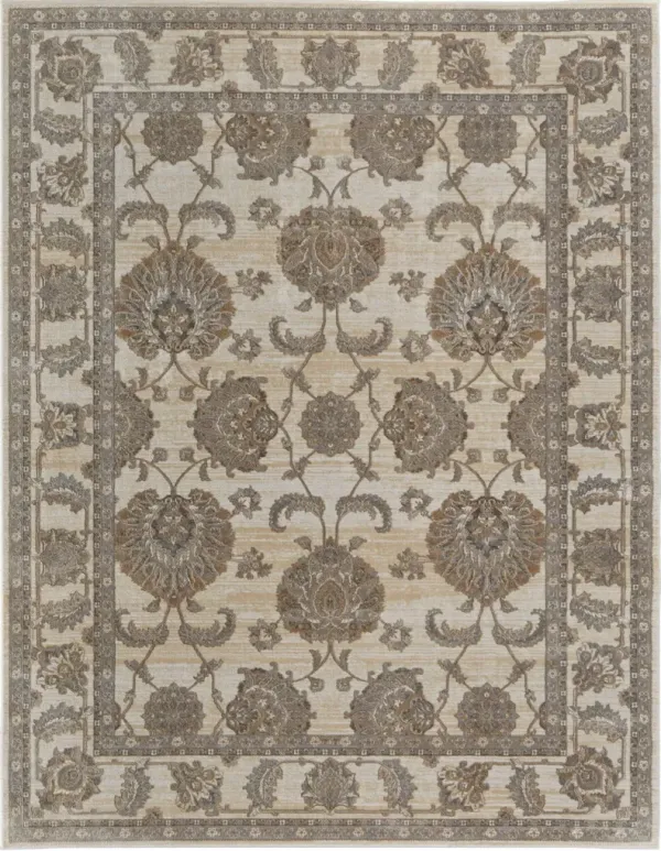 10' x 14' Power Loom Area Rug - Tan Ivory And Brown