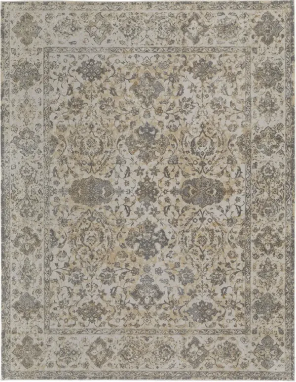 12' x 15' Power Loom Area Rug - Ivory Tan And Gray