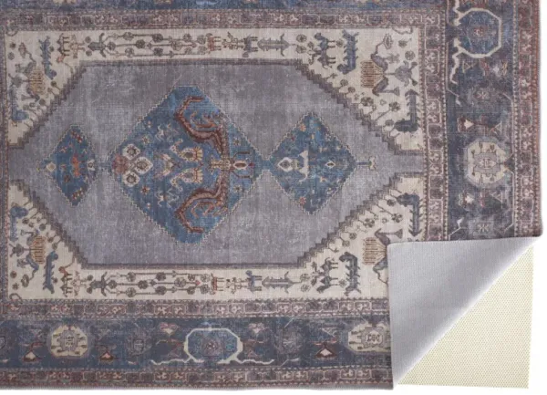 9' x 12' Floral Area Rug - Blue And Ivory