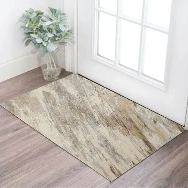2' x 3' Abstract Area Rug - Ivory Tan And Brown