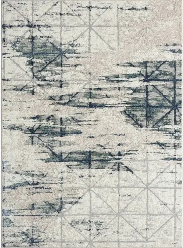 5' x 7' Abstract Stain Resistant Area Rug - Blue