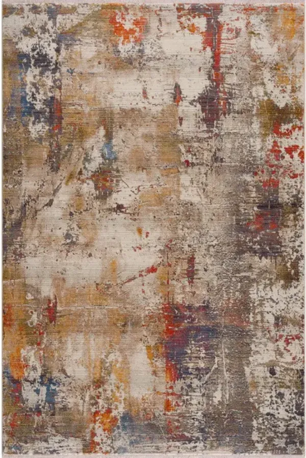 2' x 3' Abstract Distressed Polyester Area Rug - Brown