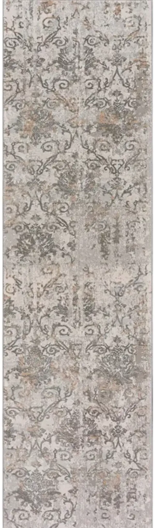 8' Abstract Distressed Runner Rug - Cream
